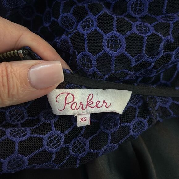 Parker Blue Ruffled Tie Front Sheath Mini Dress. XS - Picture 10 of 11